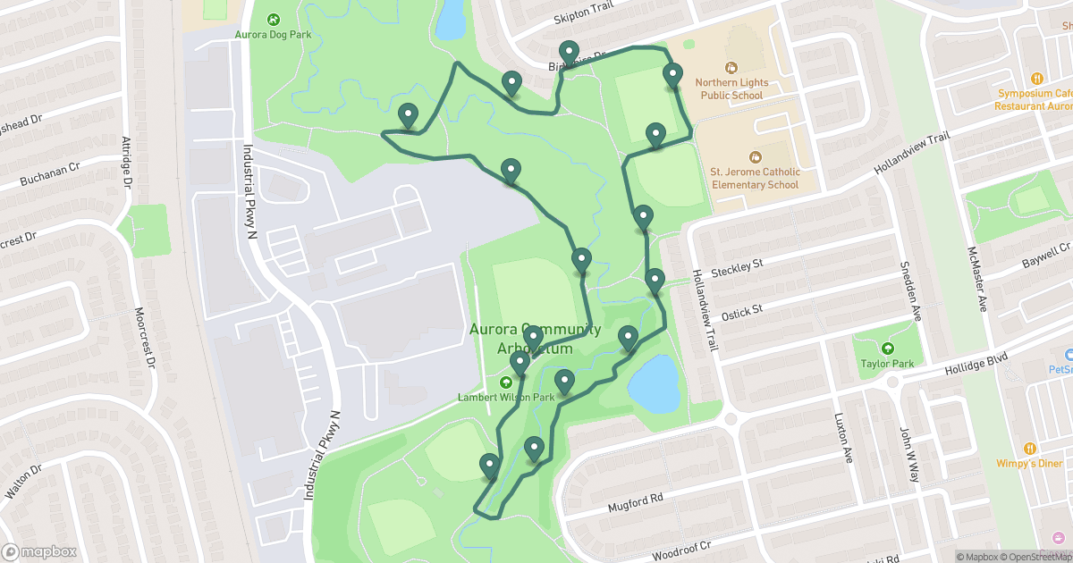 Route map of Lambert Willson Park with 15 voice notes