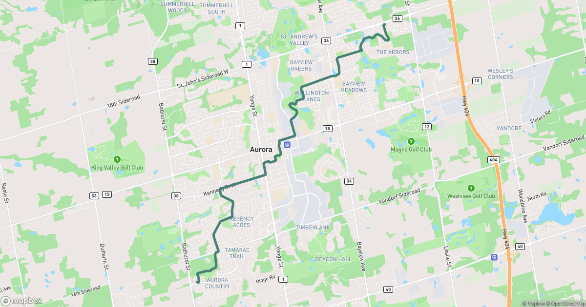 Route map of Walk Across Aurora